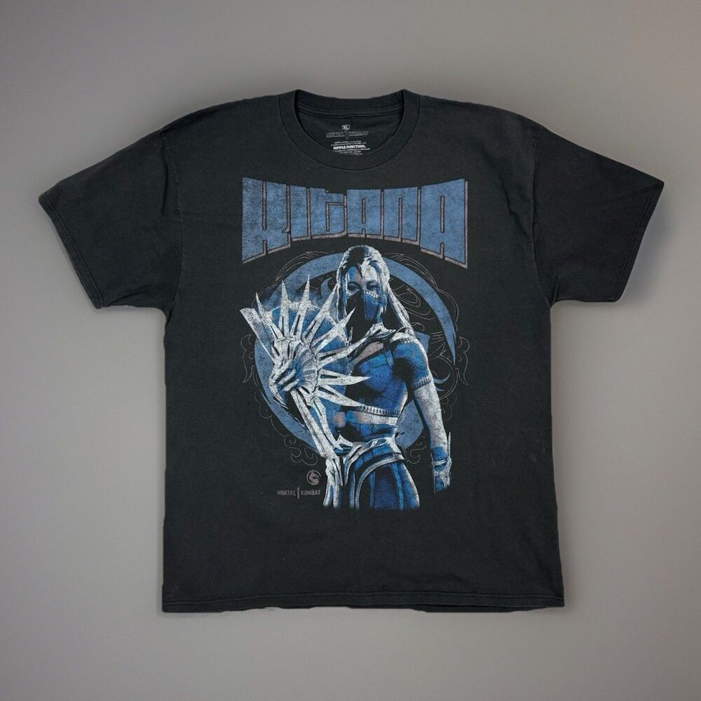 Mortal Kombat Katana Graphic T-Shirt Men’s XL Heavyweight Cotton Dark Gray
